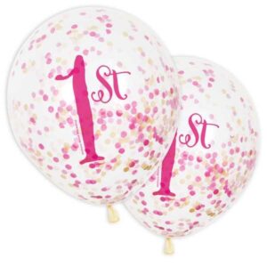 1st Birthday in pink & gold, Latexballons mit Konfetti