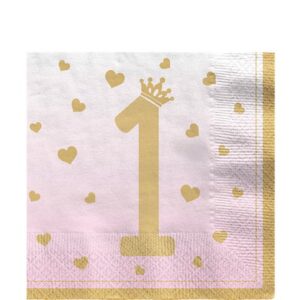 Servietten "1st Birthday" rosa/gold - 16 Stück