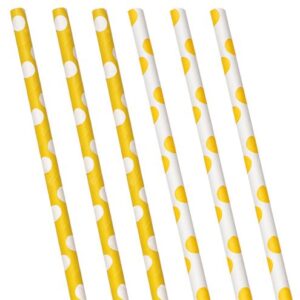 Papierstrohhalme gelb-weiss gepunktet